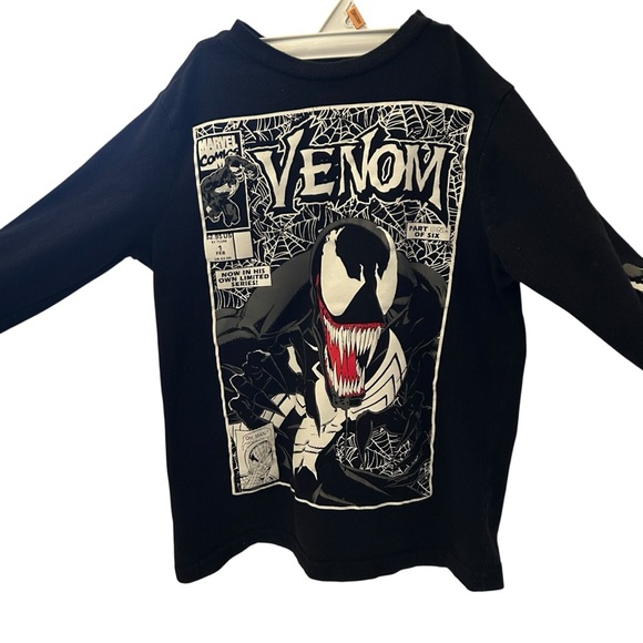 Marvel Venom Kids Long Sleeve Tee –‎ Size 6/7, Black Comic Print - Picture 1 of 7